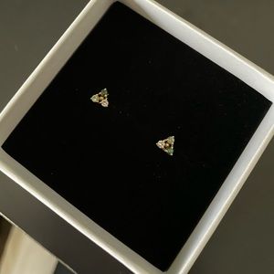 Wwake Botany Tri-Stone Earrings -Tourmaline and diamonds